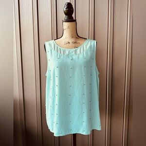LC Lauren Conrad Mint Green Embellished Tank Top XL